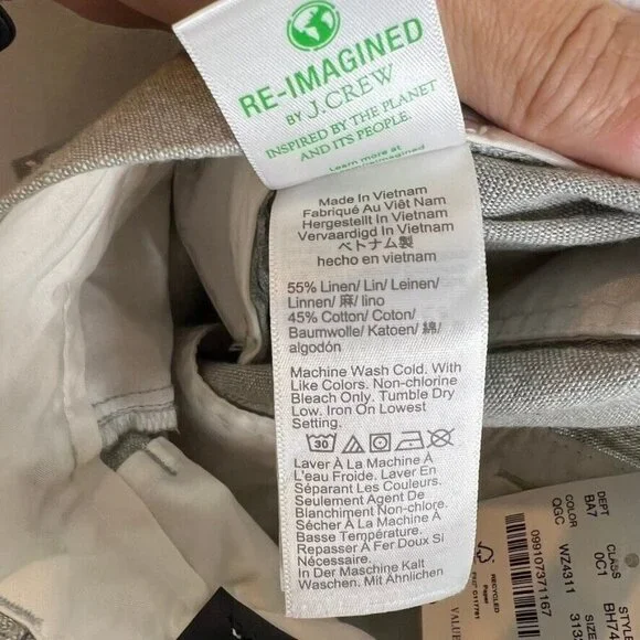 J.Crew $98 Straight-fit linen-cotton blend pant Quarry Green 31X32 BH747 - Picture 9 of 9